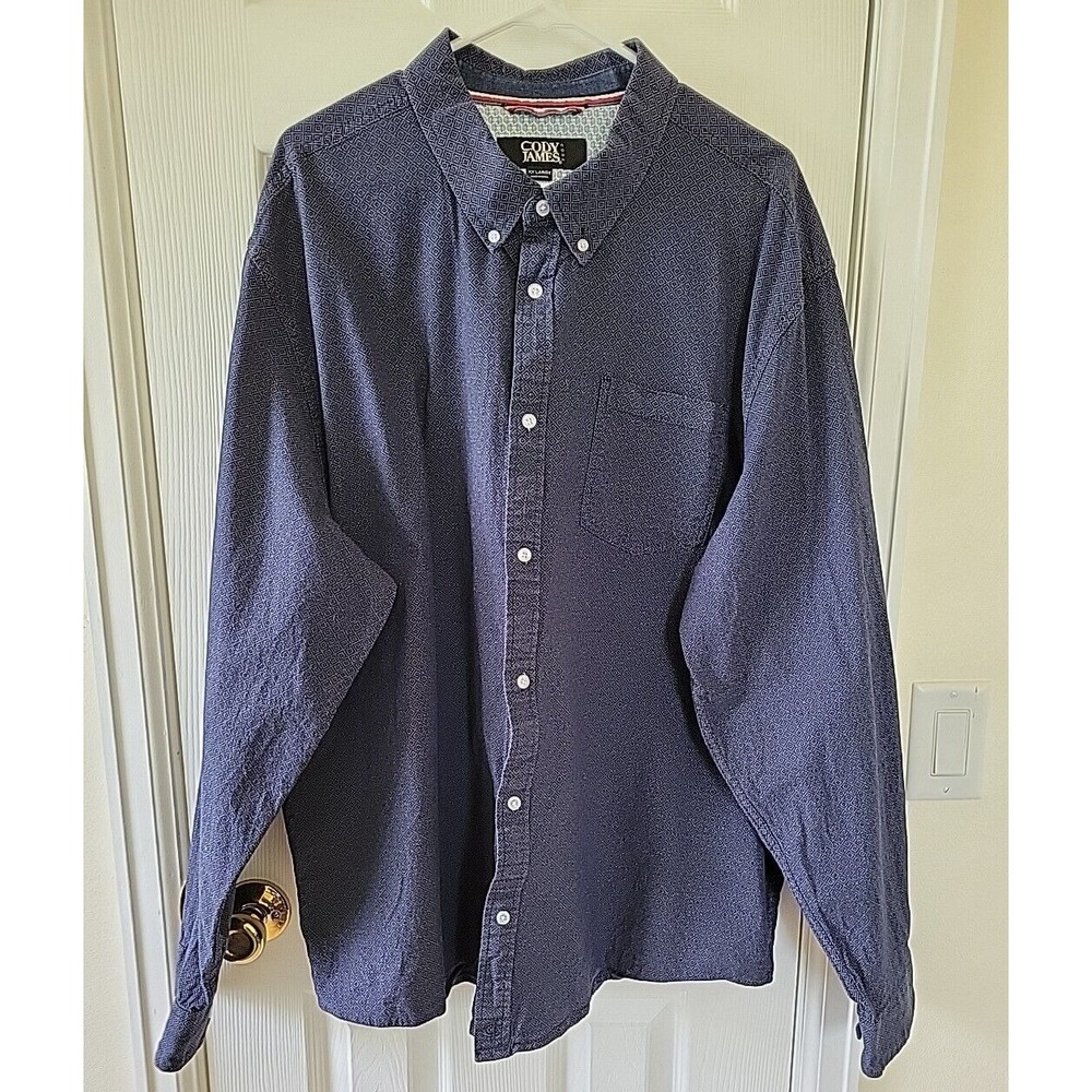 Cody James Core Shirt Sz XXL Blue White Button Down‎ Longsleeve Cotton Spandex